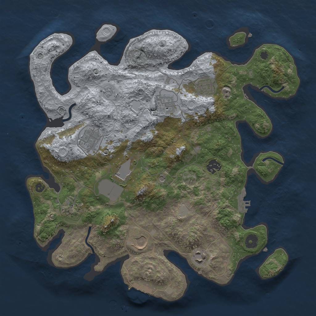 Rust Map: Procedural Map, Size: 3500, Seed: 3215518, 17 Monuments