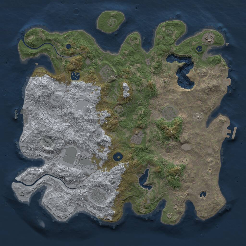 Rust Map: Procedural Map, Size: 4000, Seed: 1355888403, 14 Monuments