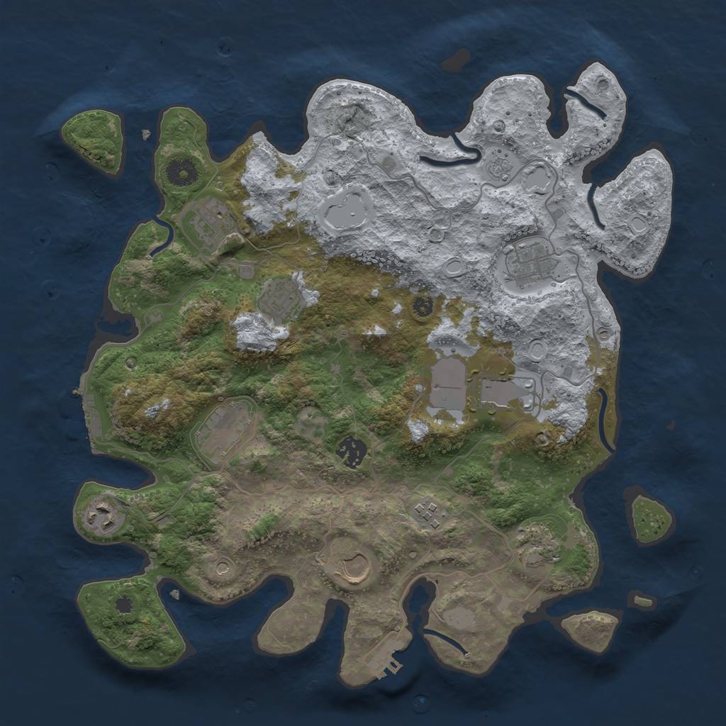Rust Map: Procedural Map, Size: 3650, Seed: 5566889, 19 Monuments