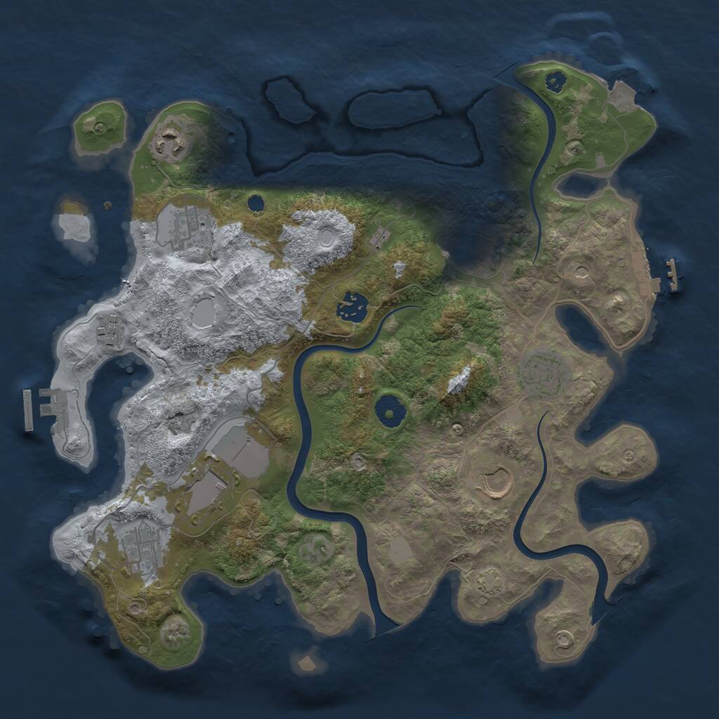 Rust Map: Procedural Map, Size: 3500, Seed: 943058141, 14 Monuments