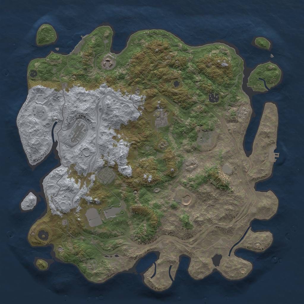 Rust Map: Procedural Map, Size: 4250, Seed: 654321, 18 Monuments