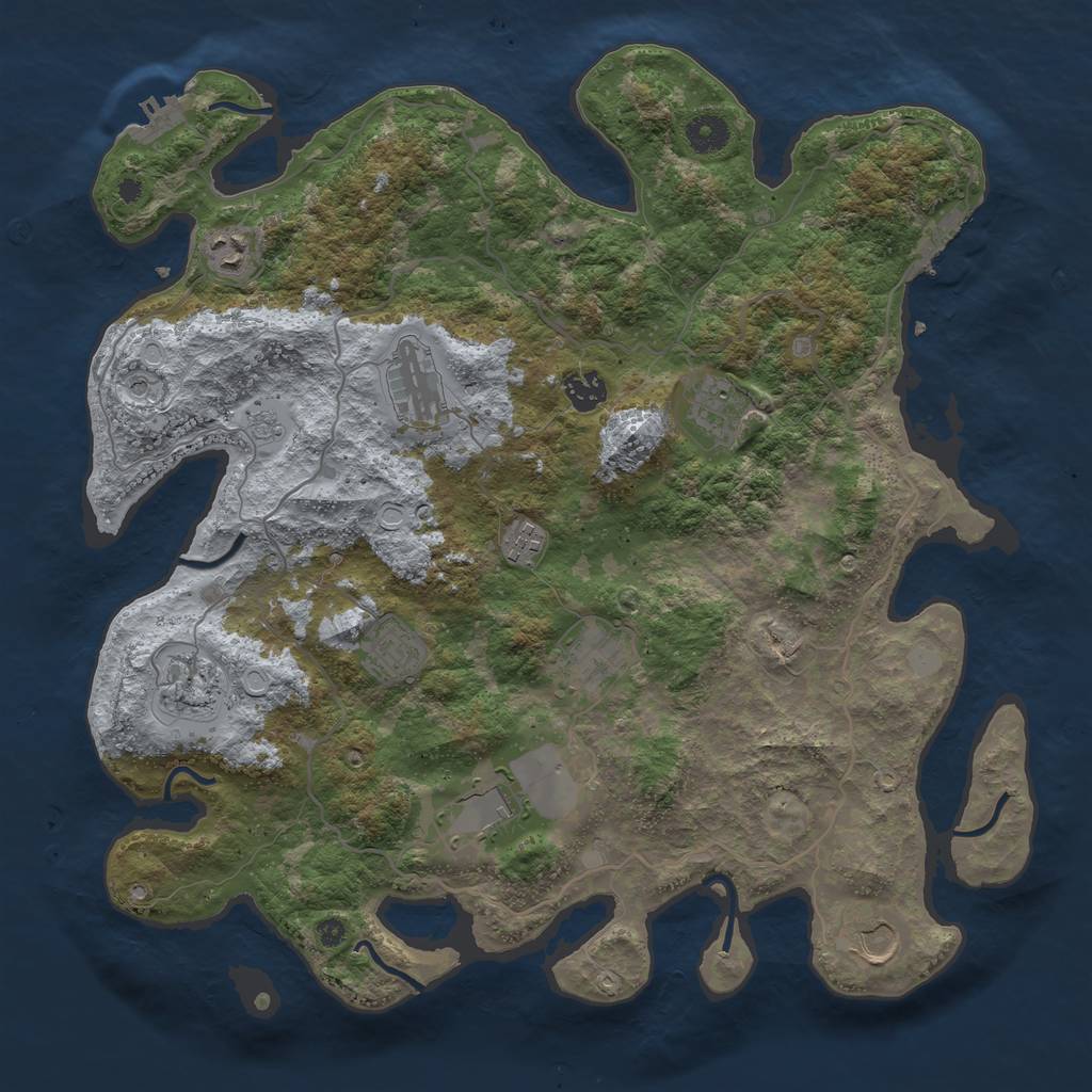 Rust Map: Procedural Map, Size: 4000, Seed: 3001, 19 Monuments