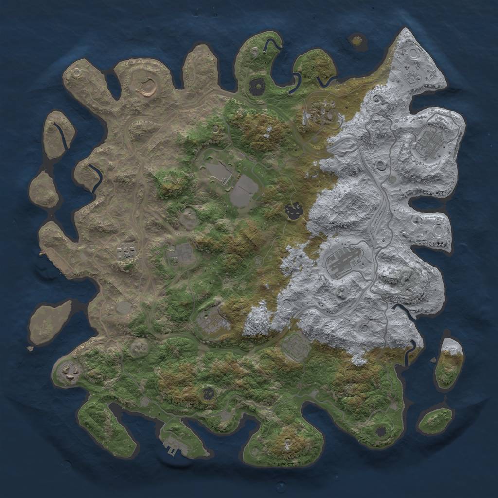 Rust Map: Procedural Map, Size: 4250, Seed: 442403437, 20 Monuments