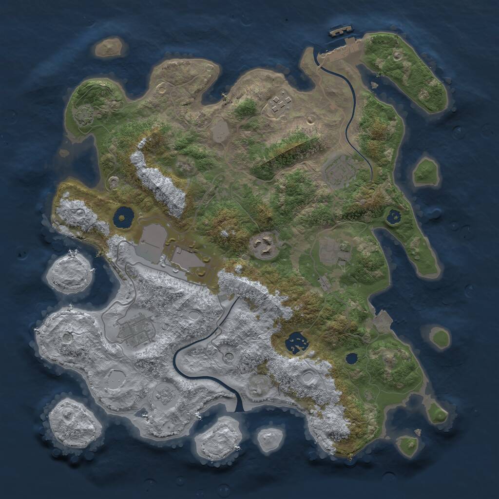 Rust Map: Procedural Map, Size: 3500, Seed: 1585569874, 12 Monuments