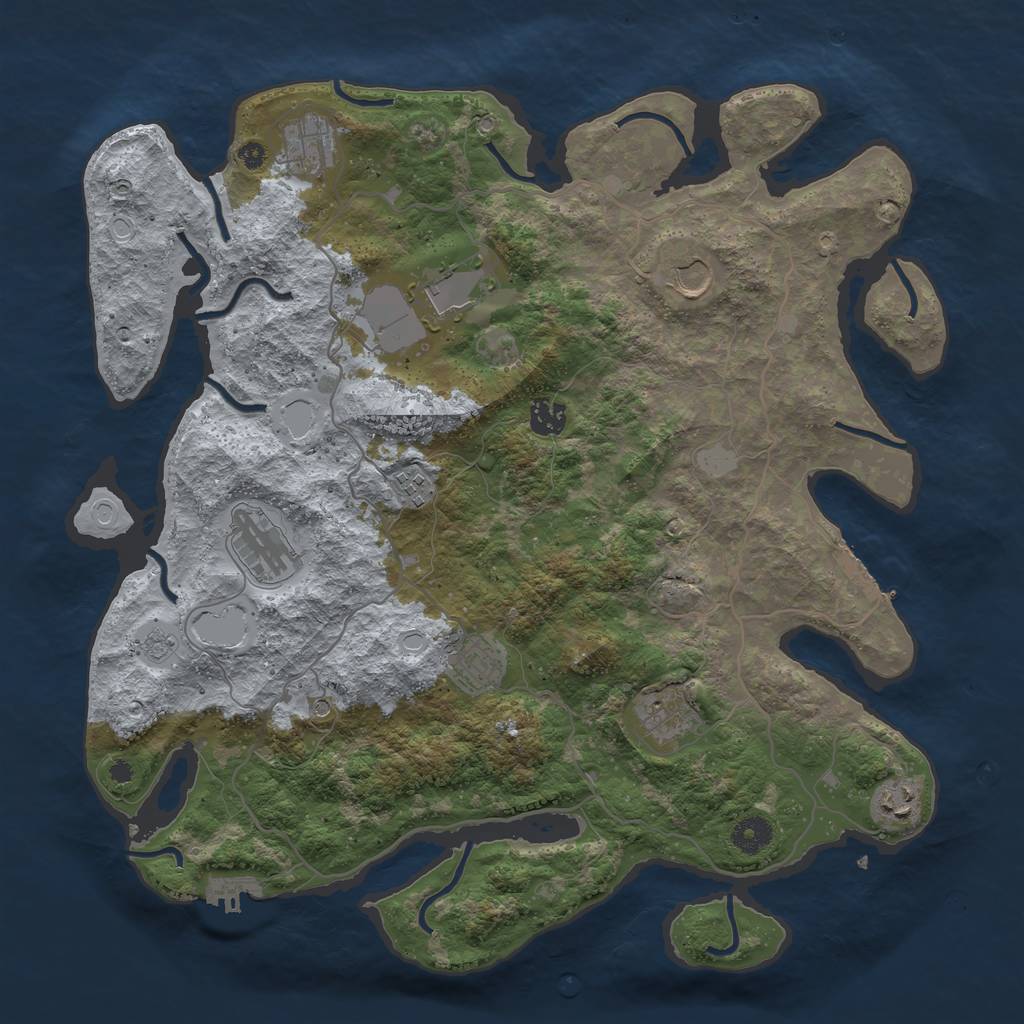 Rust Map: Procedural Map, Size: 4000, Seed: 1203195696, 18 Monuments