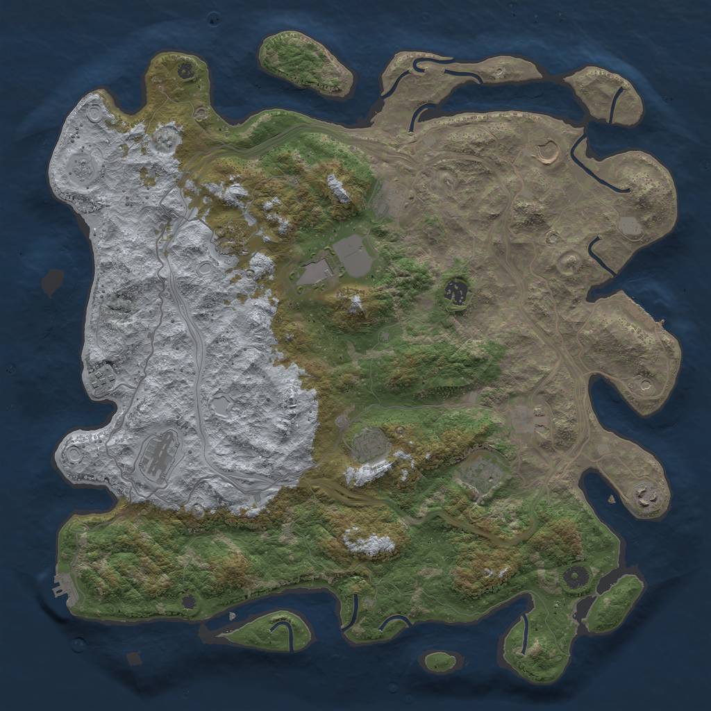 Rust Map: Procedural Map, Size: 4500, Seed: 1025573465, 20 Monuments