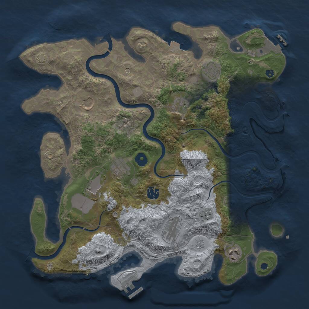 Rust Map: Procedural Map, Size: 3700, Seed: 1878331585, 15 Monuments