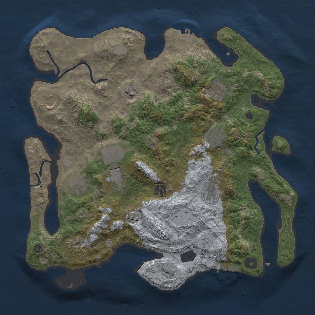 Rust Map: Procedural Map, Size: 3750, Seed: 485982860, 19 Monuments