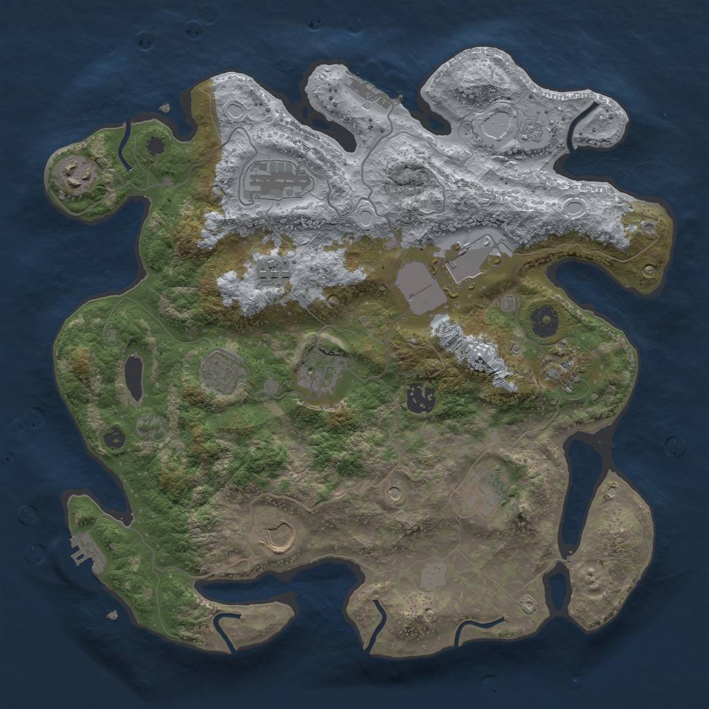 Rust Map: Procedural Map, Size: 3500, Seed: 4120, 19 Monuments
