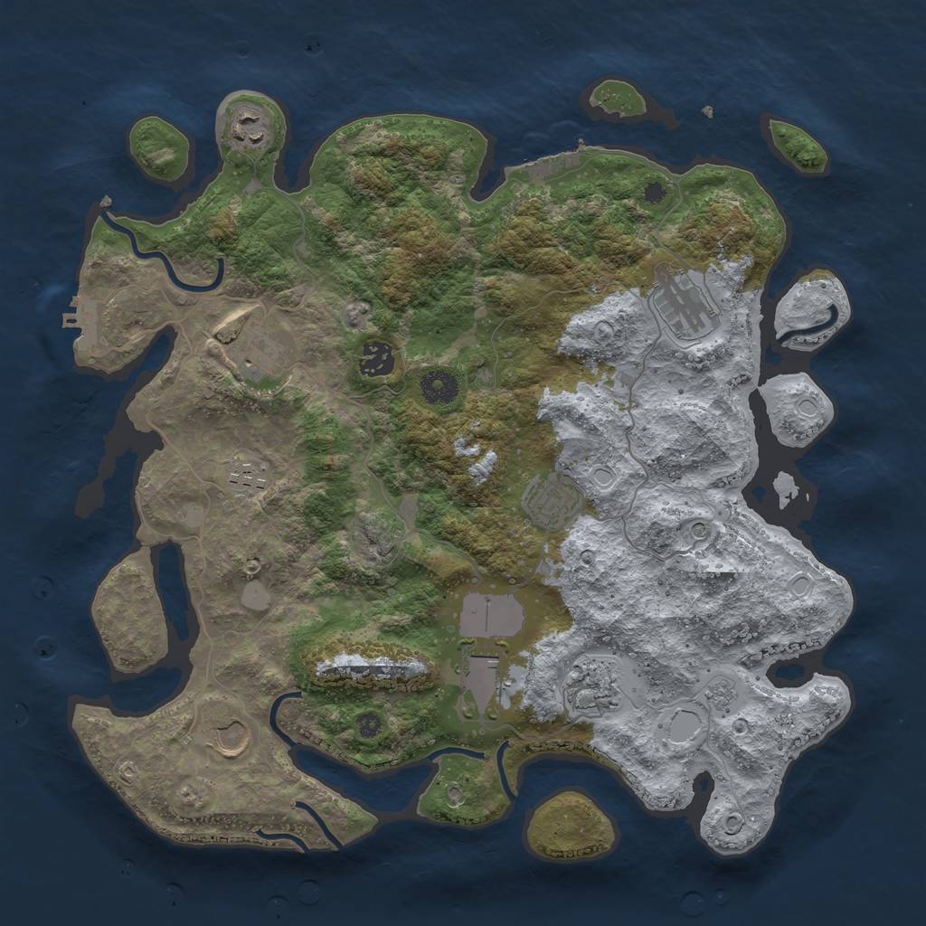 Rust Map: Procedural Map, Size: 3800, Seed: 334165, 18 Monuments