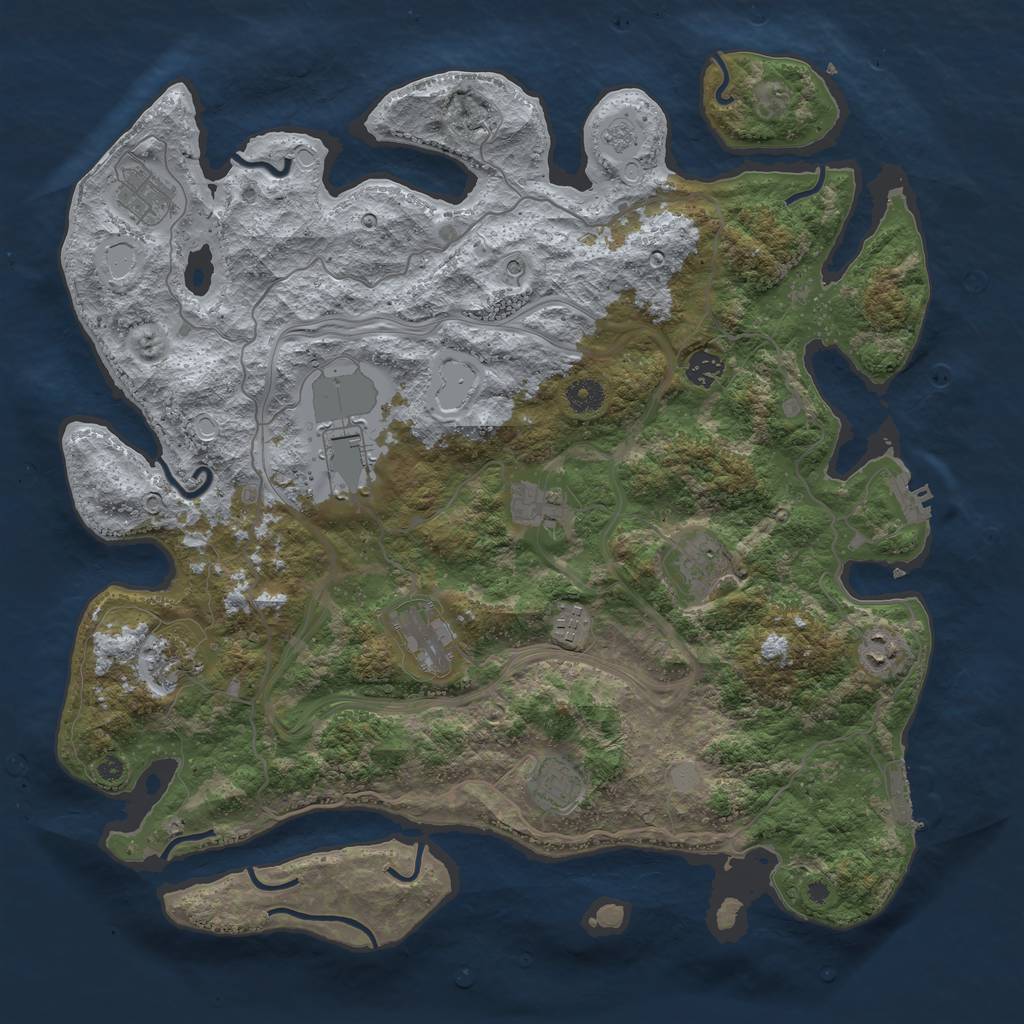 Rust Map: Procedural Map, Size: 4250, Seed: 1940194358, 19 Monuments