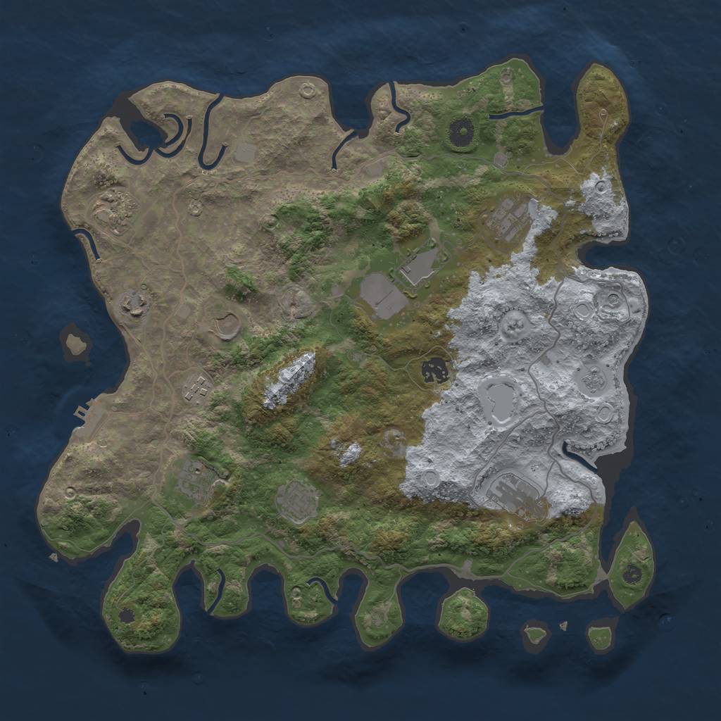 Rust Map: Procedural Map, Size: 4000, Seed: 972702, 18 Monuments