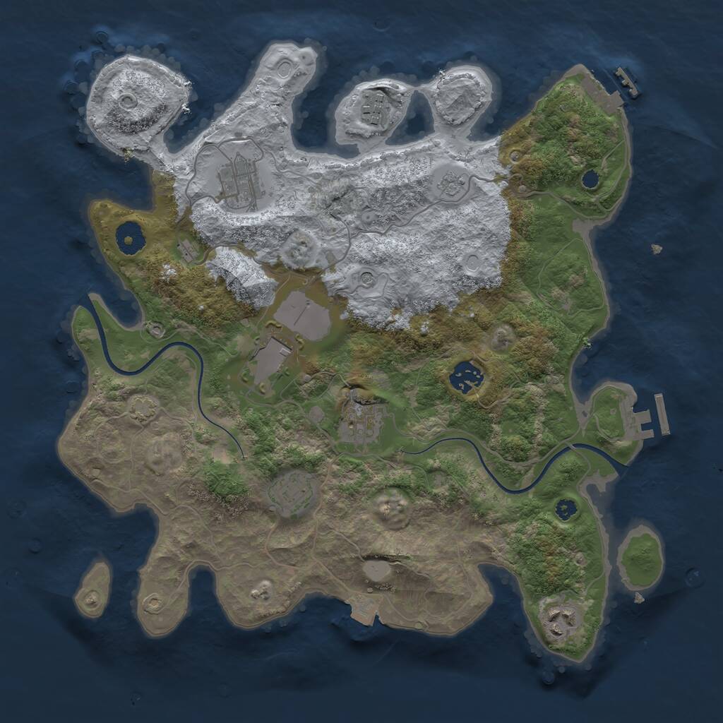 Rust Map: Procedural Map, Size: 3501, Seed: 3501, 13 Monuments