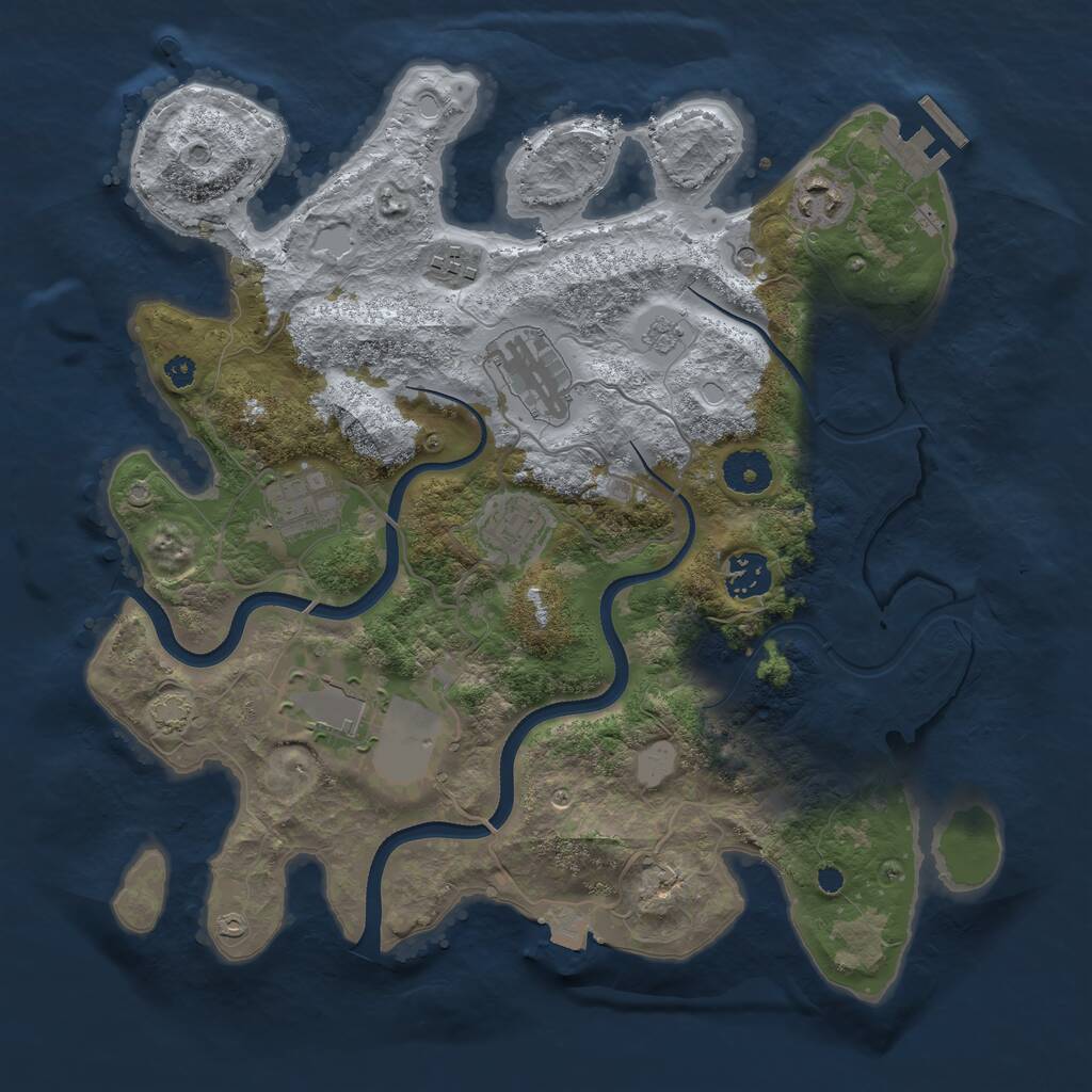 Rust Map: Procedural Map, Size: 3501, Seed: 3501, 12 Monuments