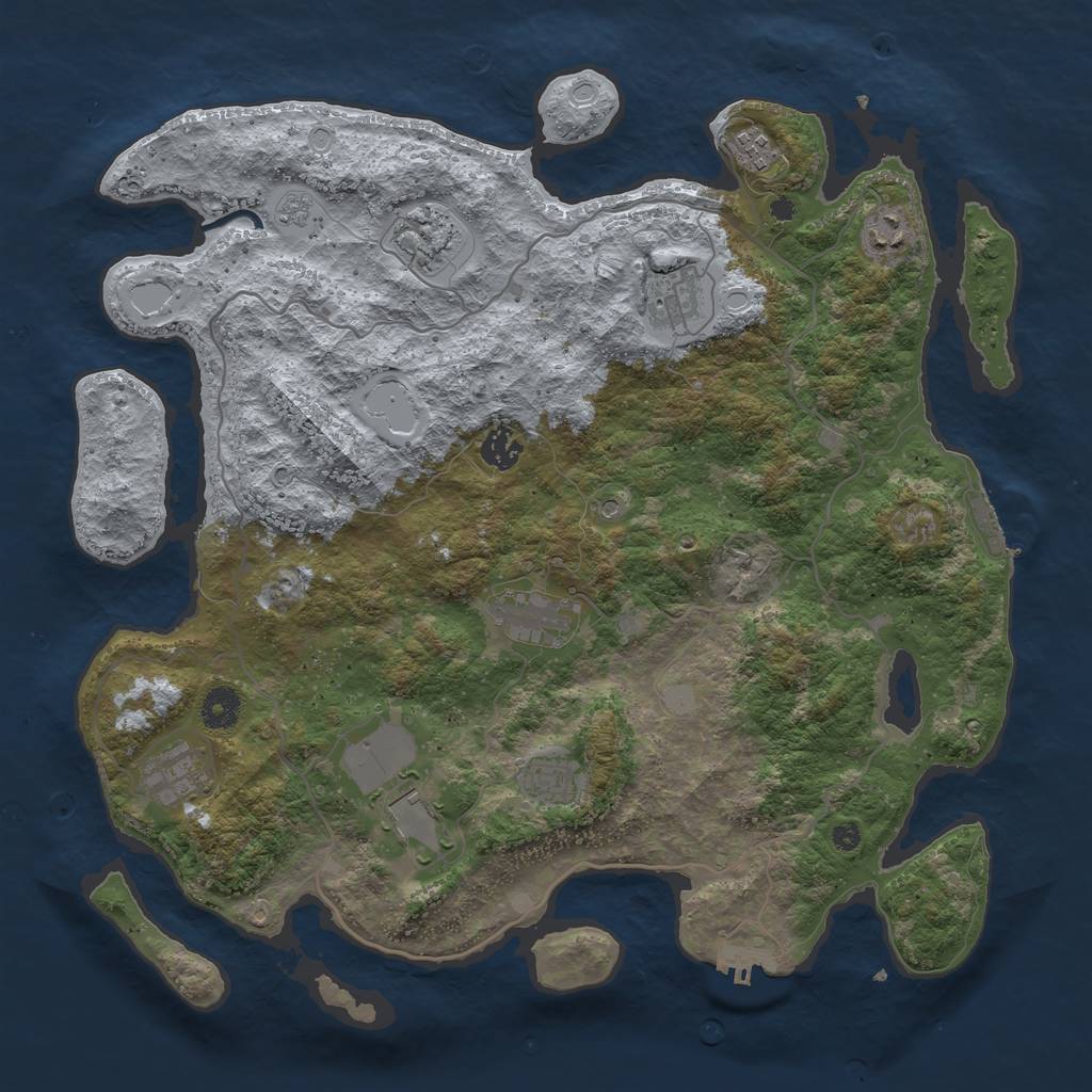 Rust Map: Procedural Map, Size: 4000, Seed: 134103, 18 Monuments