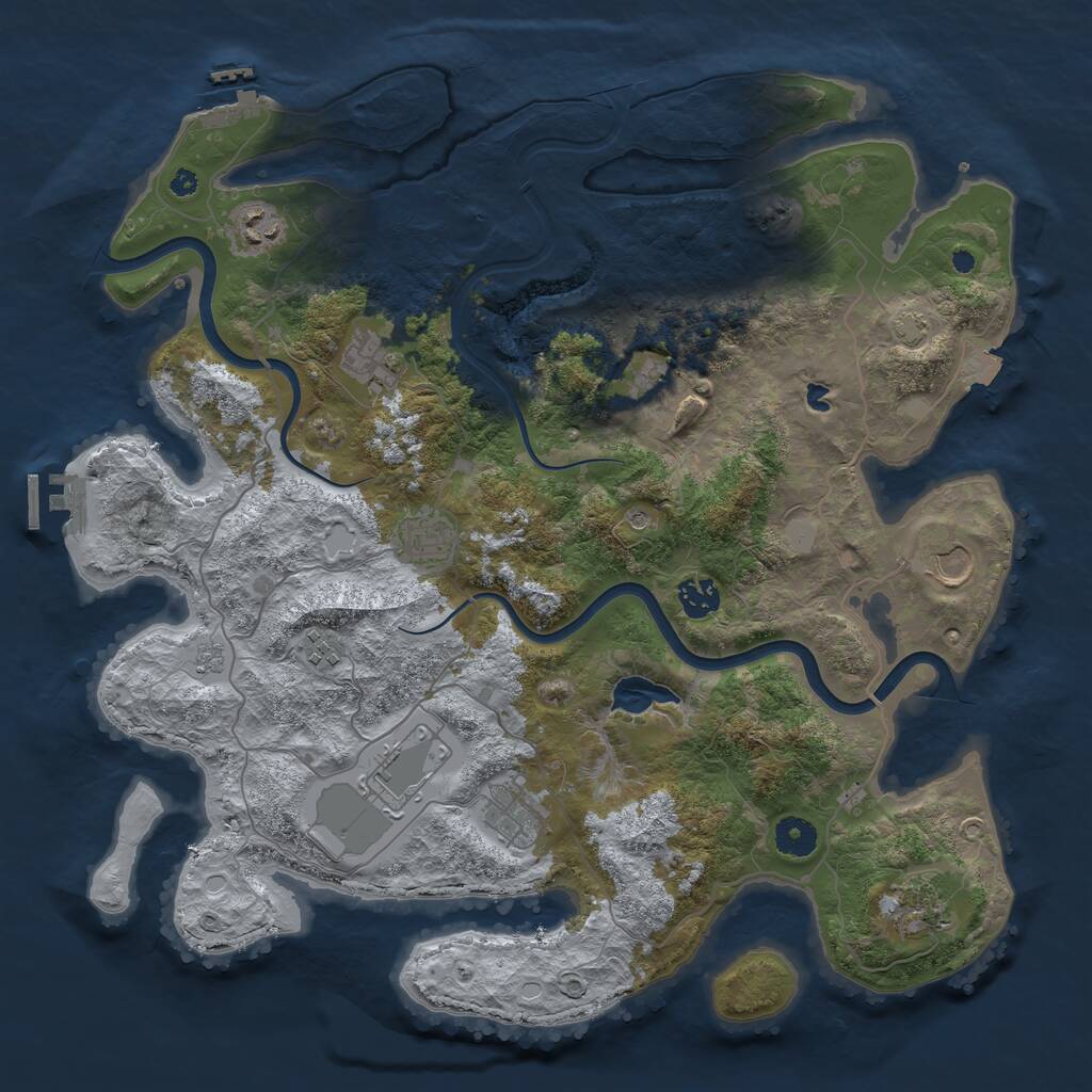 Rust Map: Procedural Map, Size: 4000, Seed: 764747, 16 Monuments