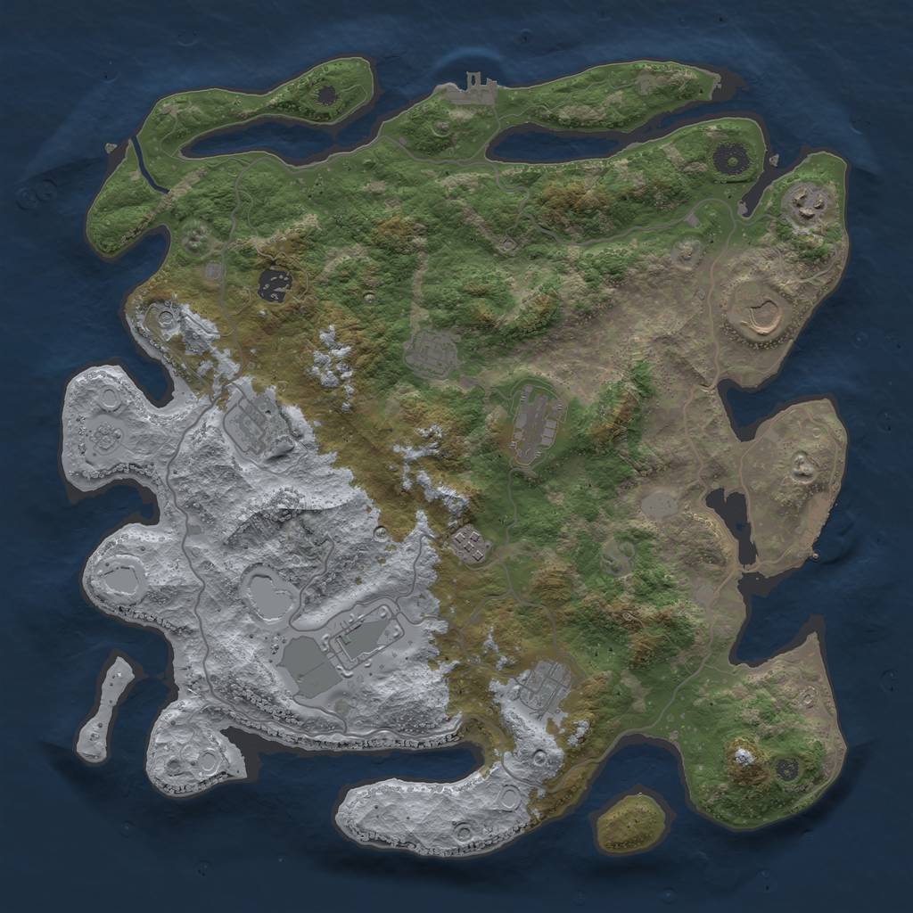 Rust Map: Procedural Map, Size: 4000, Seed: 764747, 18 Monuments