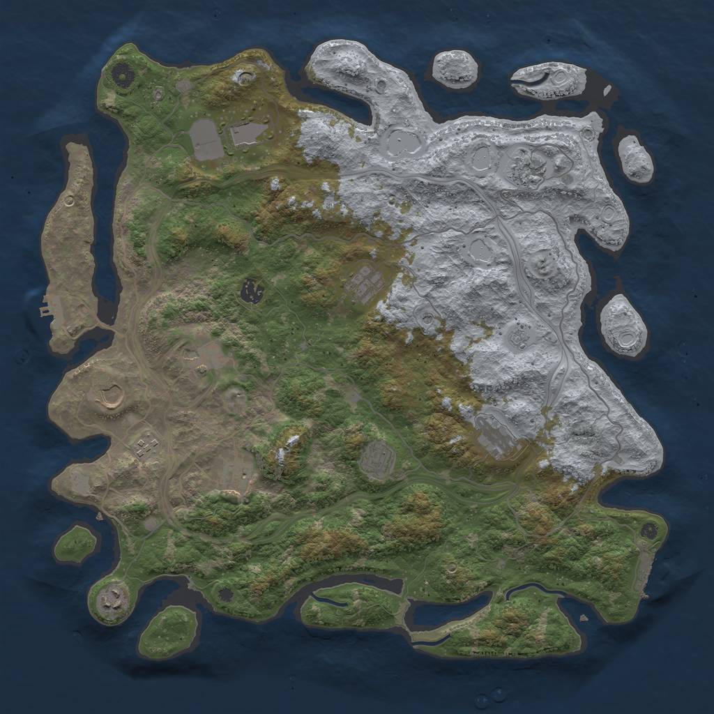 Rust Map: Procedural Map, Size: 4500, Seed: 54314, 20 Monuments