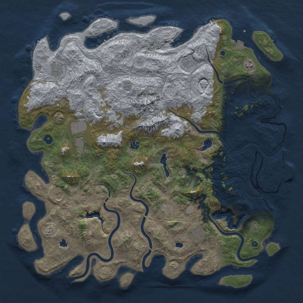 Rust Map: Procedural Map, Size: 5000, Seed: 50300, 15 Monuments