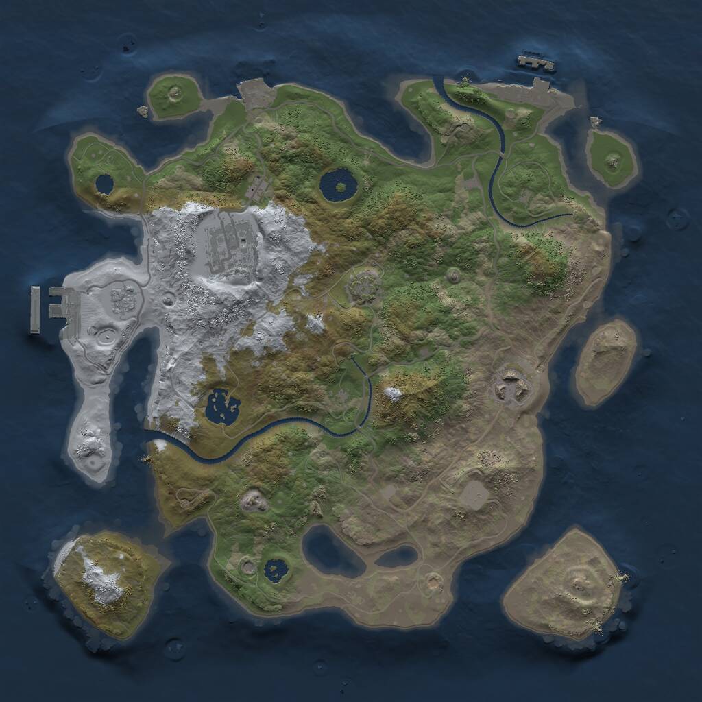 Rust Map: Procedural Map, Size: 3000, Seed: 489424, 8 Monuments