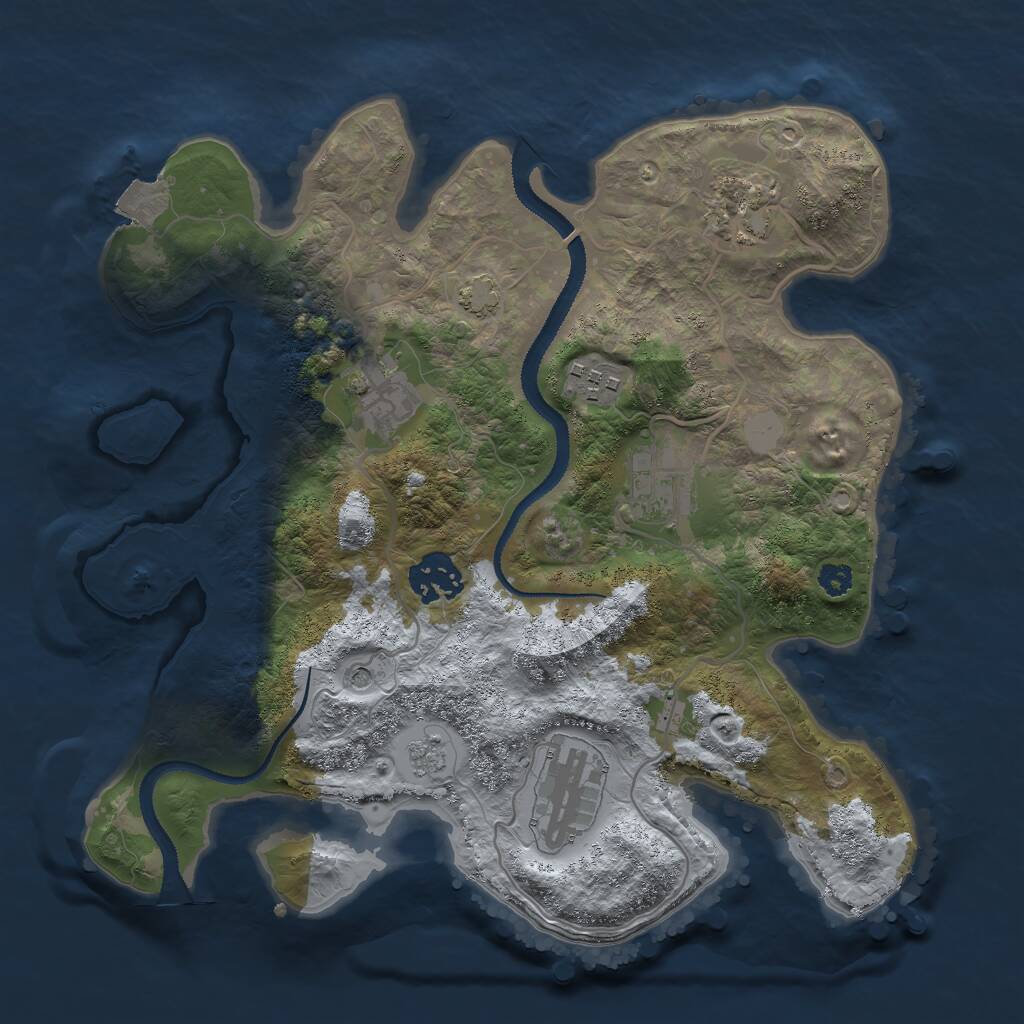 Rust Map: Procedural Map, Size: 3000, Seed: 14940, 10 Monuments