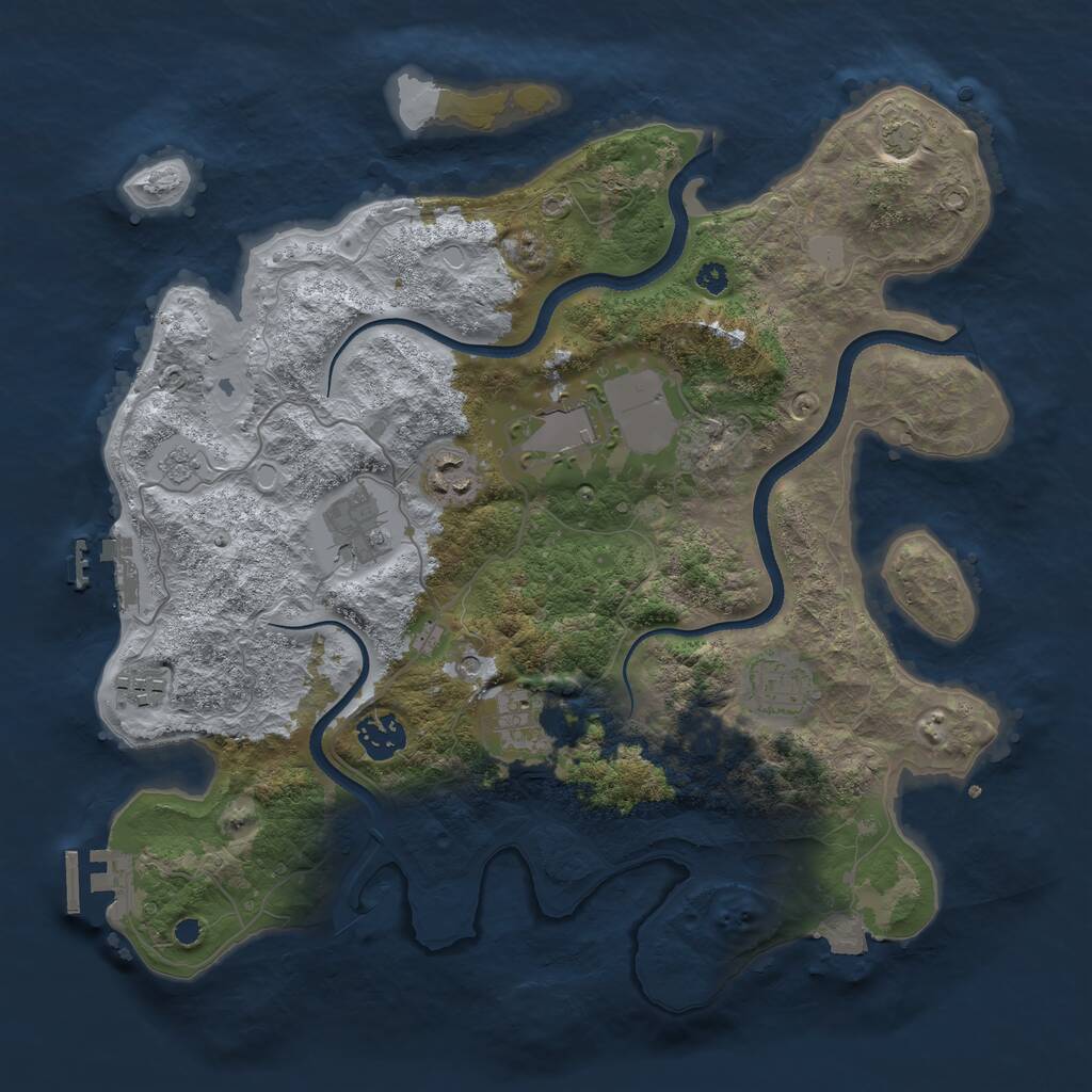 Rust Map: Procedural Map, Size: 3500, Seed: 2846164, 13 Monuments