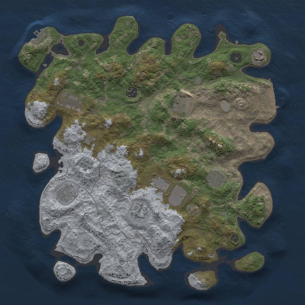 Rust Map: Procedural Map, Size: 4000, Seed: 391564, 18 Monuments