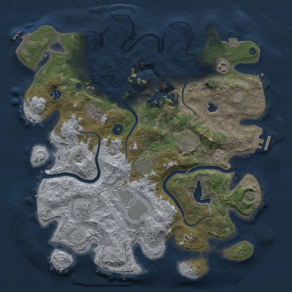 Rust Map: Procedural Map, Size: 4000, Seed: 391564, 14 Monuments