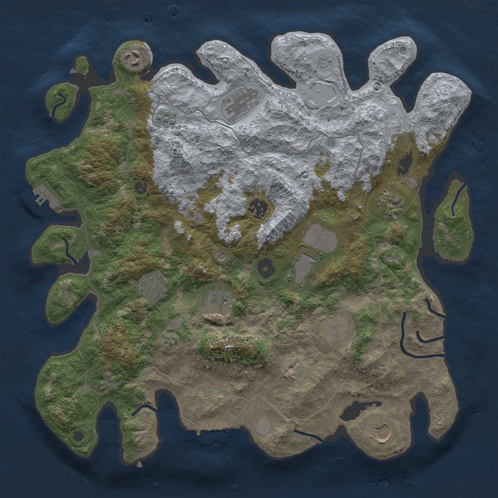 Rust Map: Procedural Map, Size: 4000, Seed: 530746, 19 Monuments