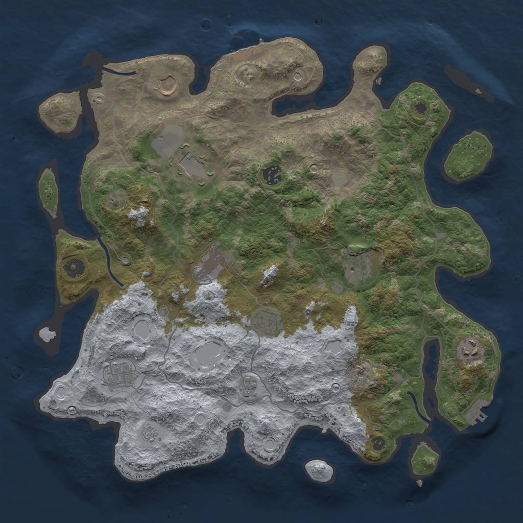 Rust Map: Procedural Map, Size: 4000, Seed: 462408, 18 Monuments