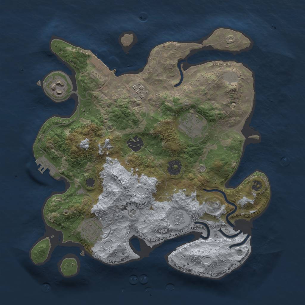 Rust Map: Procedural Map, Size: 3000, Seed: 740855, 14 Monuments