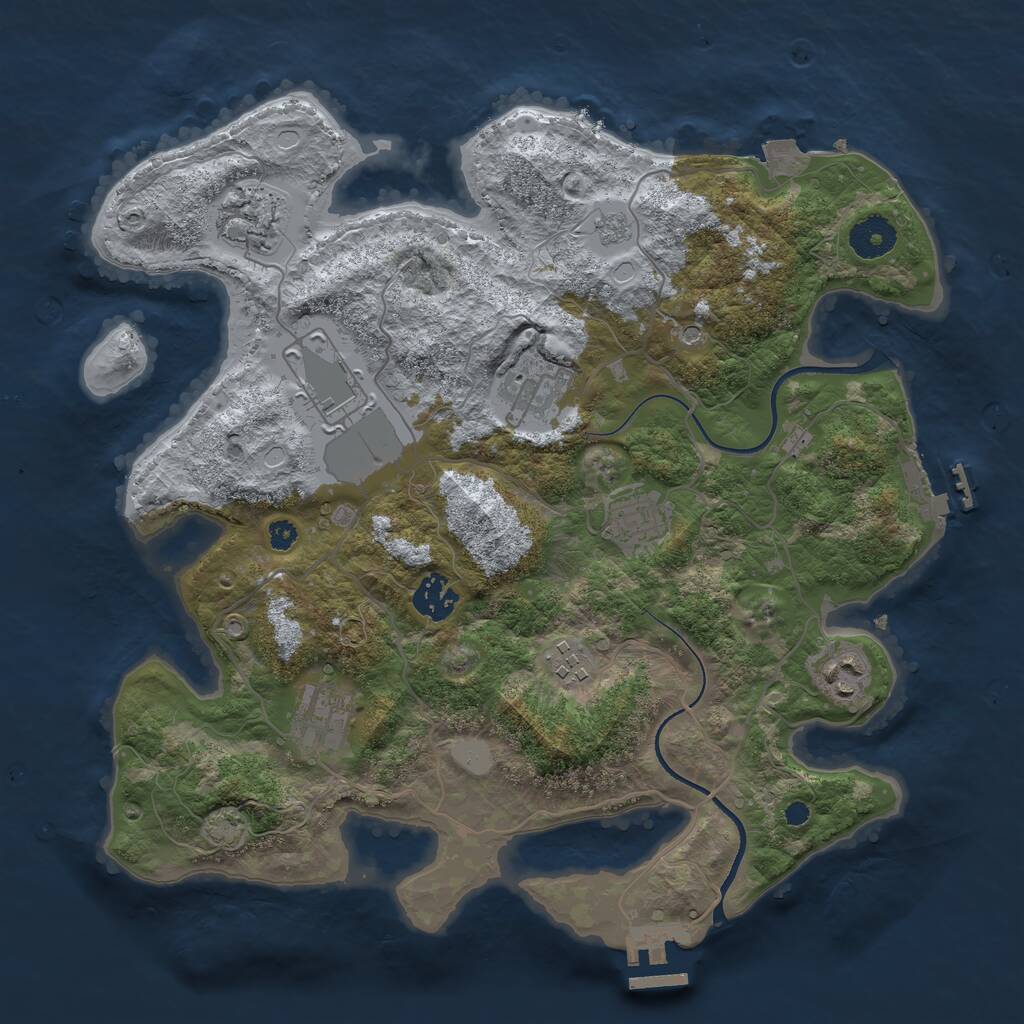 Rust Map: Procedural Map, Size: 3500, Seed: 586976216, 14 Monuments