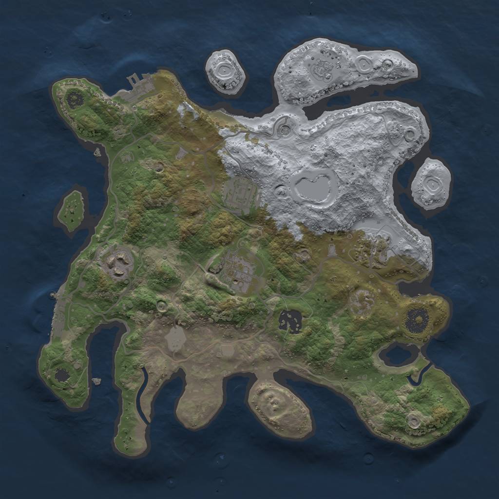 Rust Map: Procedural Map, Size: 3000, Seed: 407225, 14 Monuments