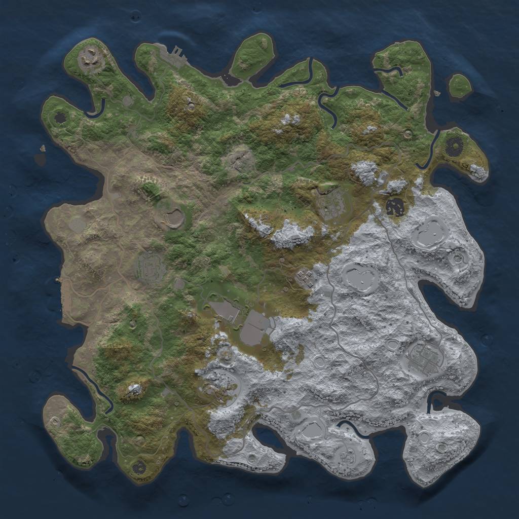 Rust Map: Procedural Map, Size: 4000, Seed: 606495, 18 Monuments