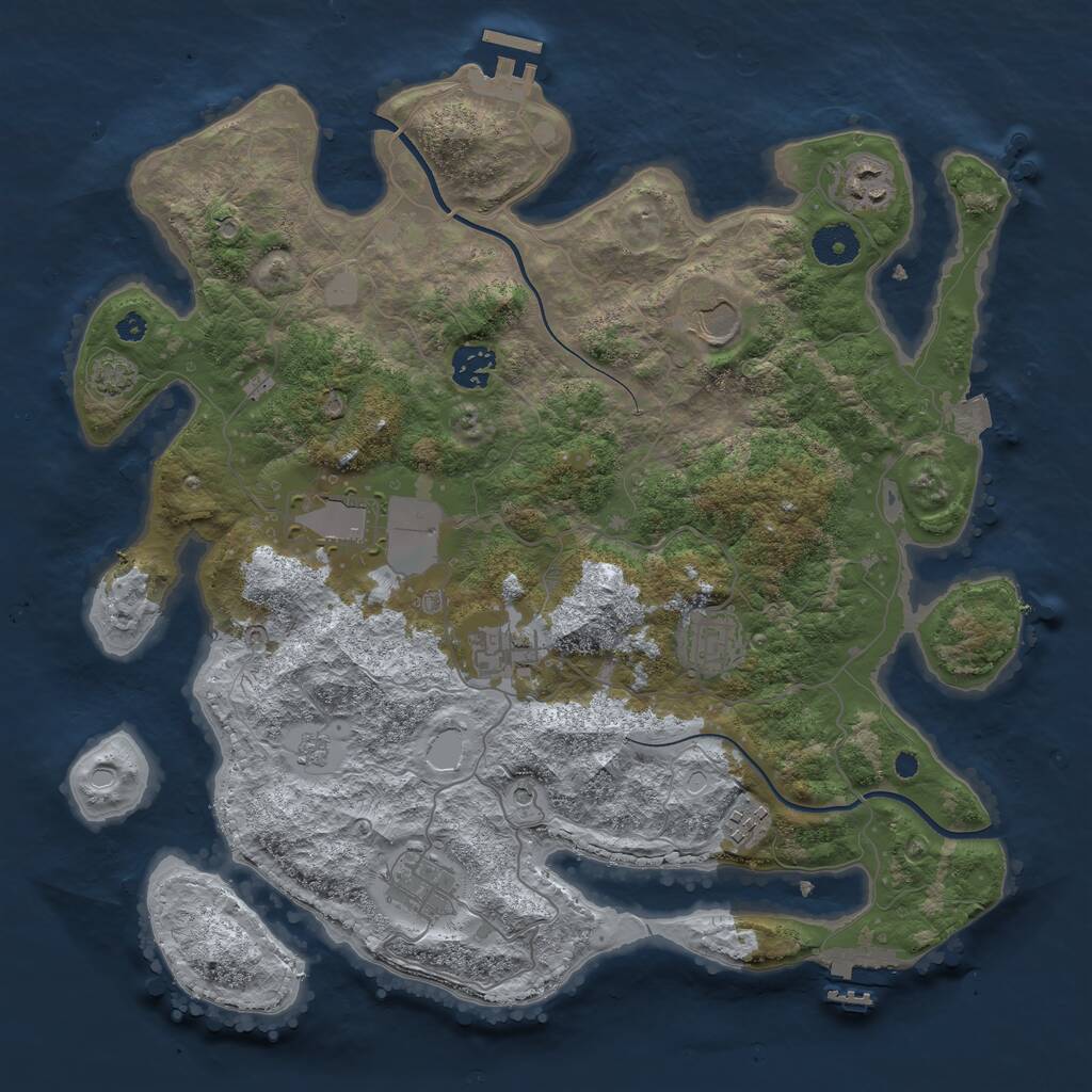 Rust Map: Procedural Map, Size: 3700, Seed: 1999, 14 Monuments