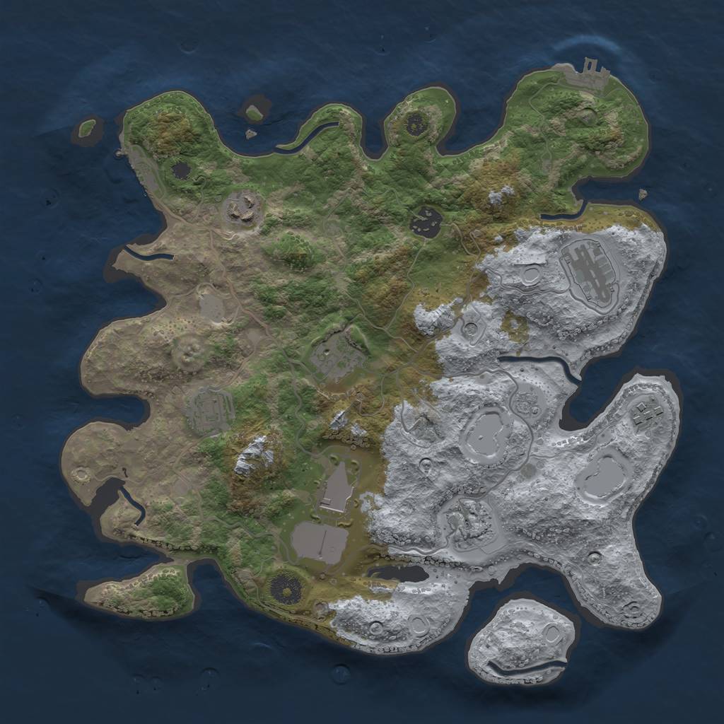 Rust Map: Procedural Map, Size: 3500, Seed: 4725, 17 Monuments