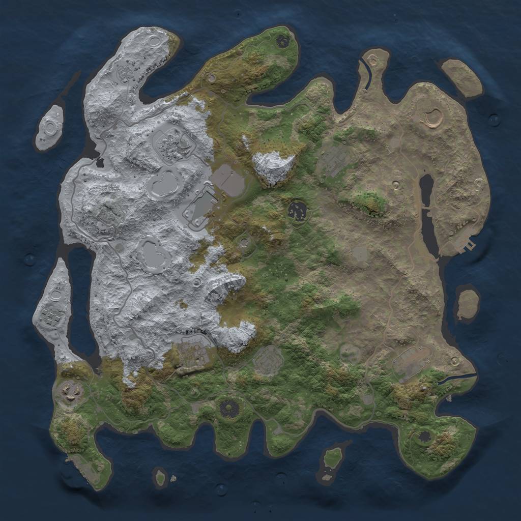 Rust Map: Procedural Map, Size: 4000, Seed: 545493, 19 Monuments