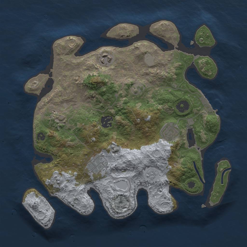 Rust Map: Procedural Map, Size: 3000, Seed: 940757, 12 Monuments