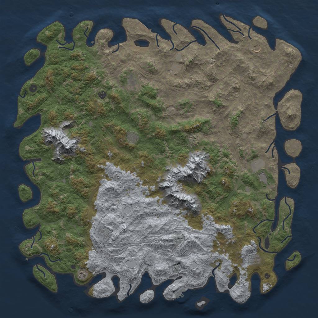 Rust Map: Procedural Map, Size: 6000, Seed: 6646, 20 Monuments
