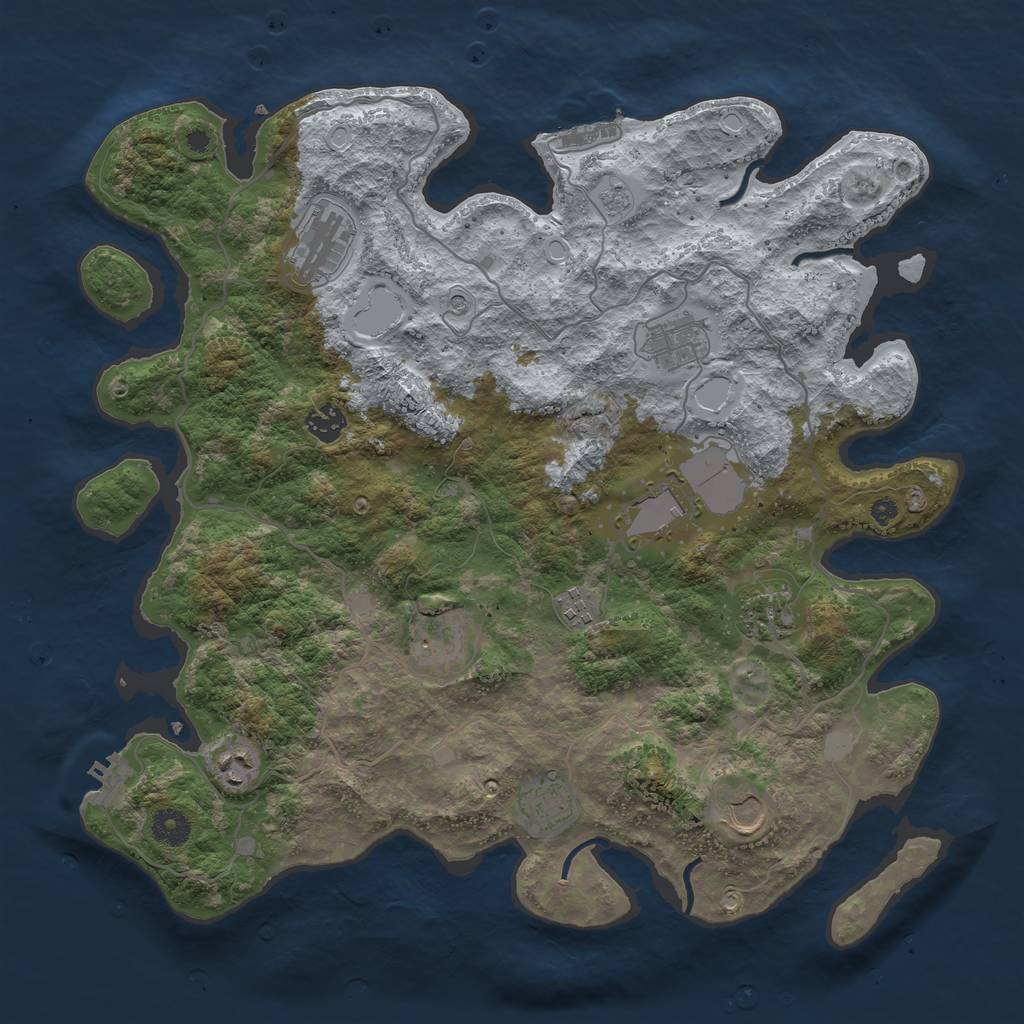 Rust Map: Procedural Map, Size: 4000, Seed: 820875, 19 Monuments