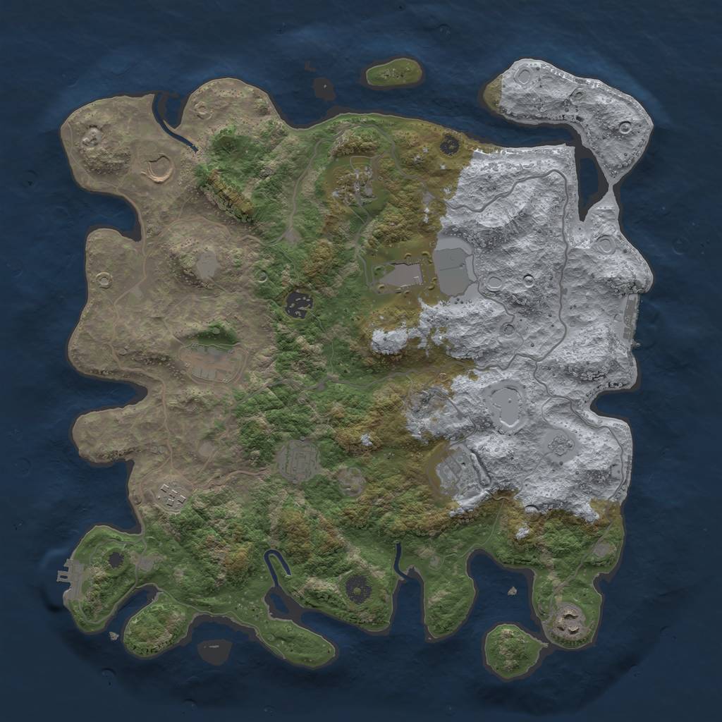 Rust Map: Procedural Map, Size: 4000, Seed: 962356, 18 Monuments