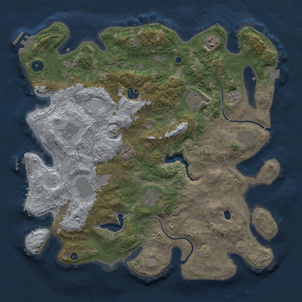 Rust Map: Procedural Map, Size: 4000, Seed: 80983, 14 Monuments