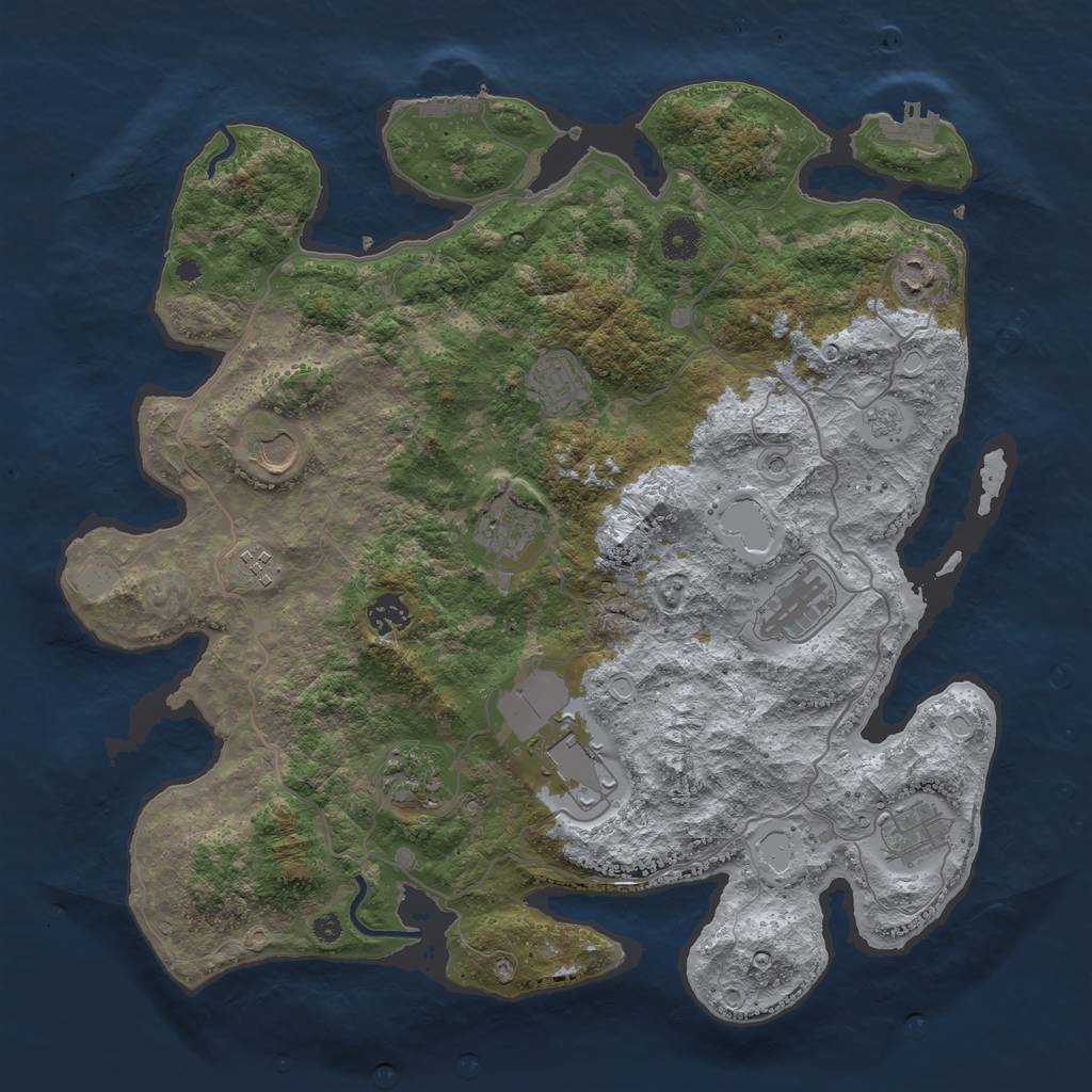 Rust Map: Procedural Map, Size: 4000, Seed: 20243, 19 Monuments