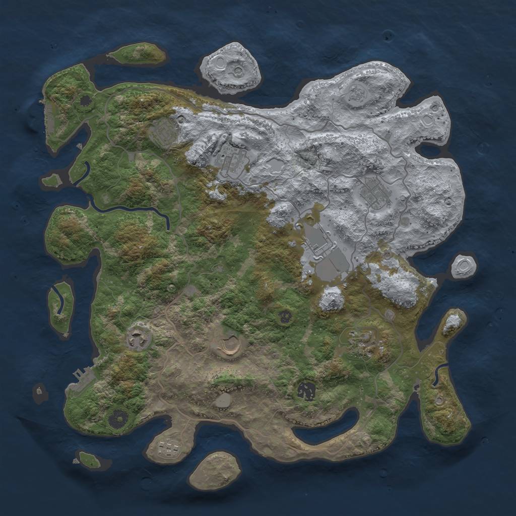 Rust Map: Procedural Map, Size: 4000, Seed: 763404, 18 Monuments