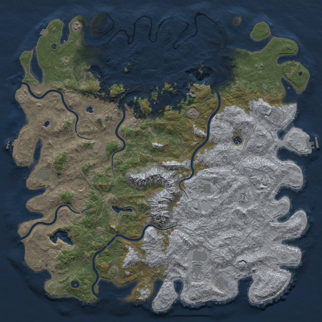 Rust Map: Procedural Map, Size: 6000, Seed: 454382570, 17 Monuments