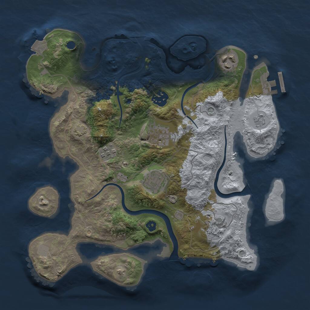Rust Map: Procedural Map, Size: 3000, Seed: 28217, 11 Monuments