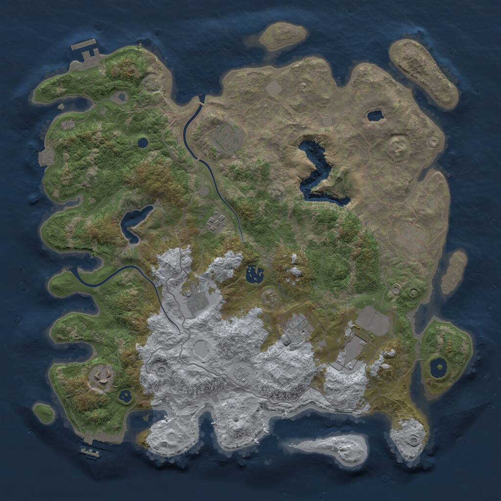 Rust Map: Procedural Map, Size: 4000, Seed: 51461, 14 Monuments