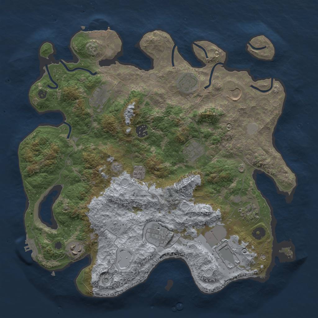 Rust Map: Procedural Map, Size: 3750, Seed: 154464937, 19 Monuments