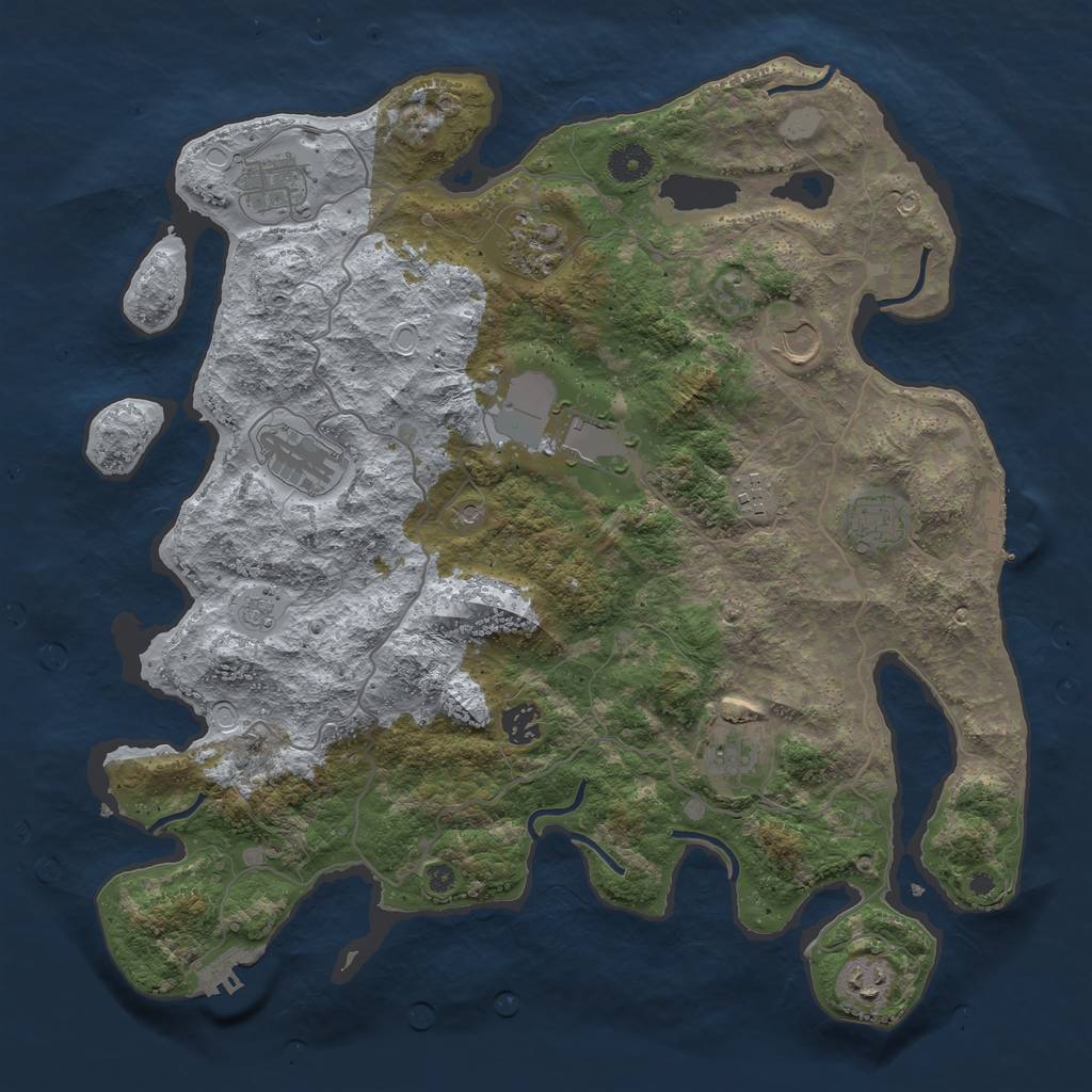 Rust Map: Procedural Map, Size: 4000, Seed: 253494, 19 Monuments