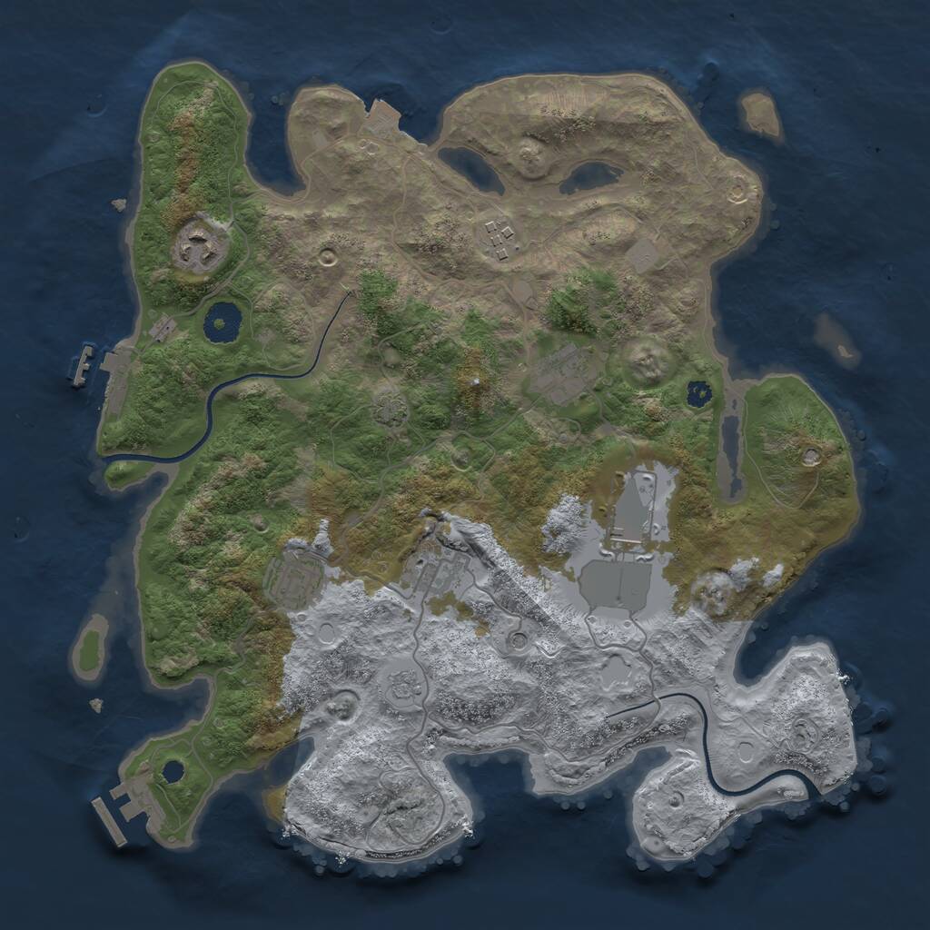 Rust Map: Procedural Map, Size: 3500, Seed: 89315, 12 Monuments